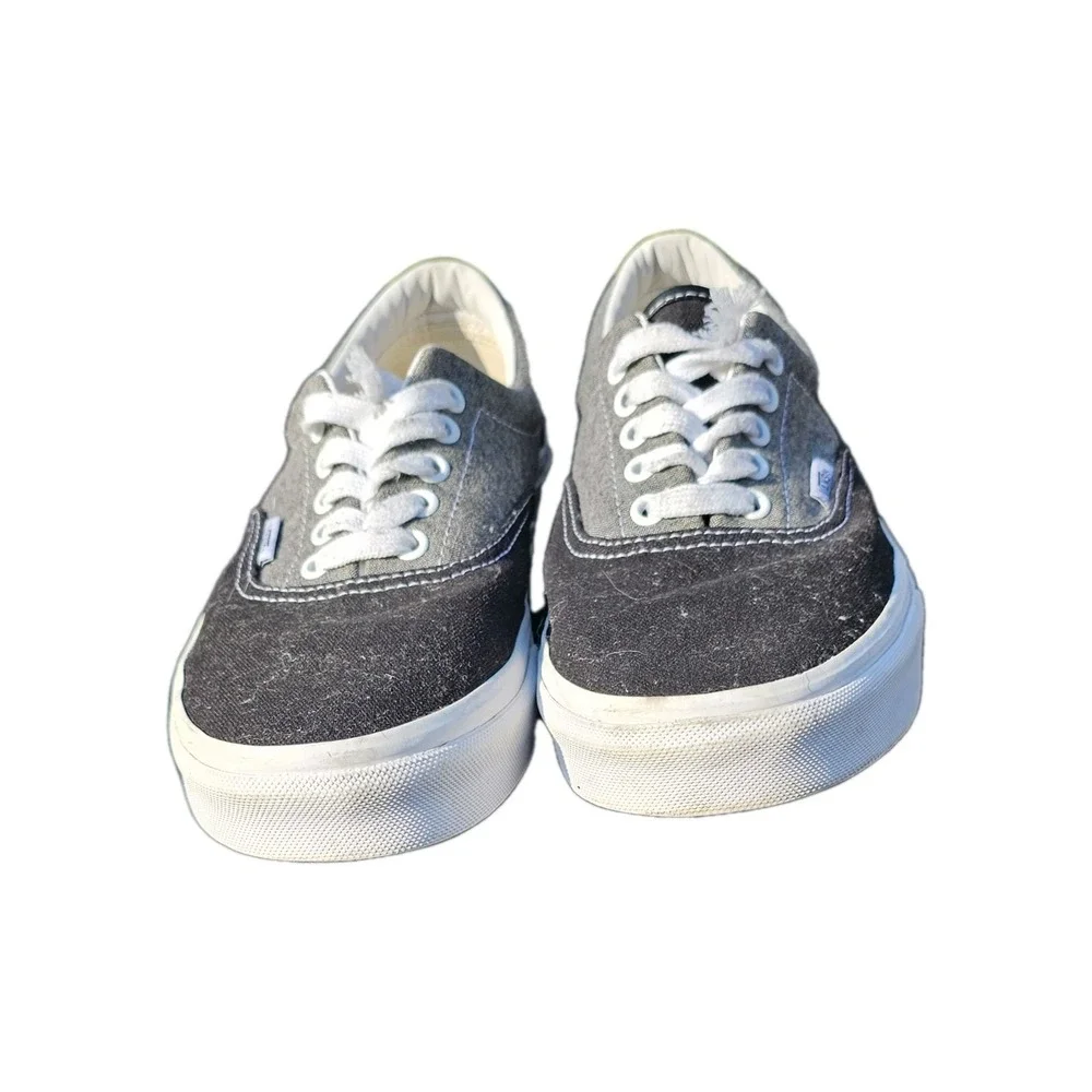 Vans‎ Off The Wall ShoesBlack Gray Canvas Low Top Sneaker Mens Size 9.5 W -11